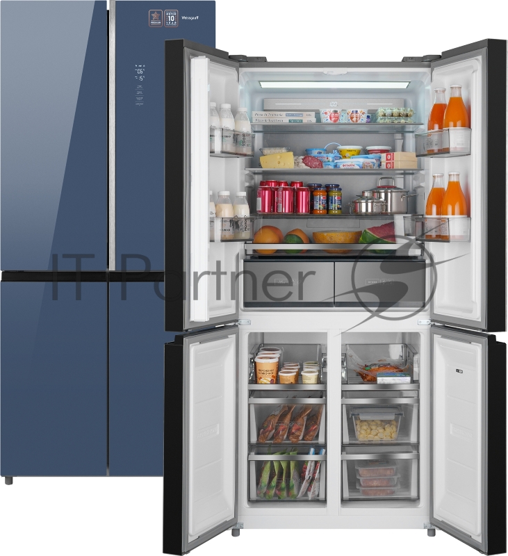Холодильник Weissgauff WCD 590 NoFrost Inverter Premium Biofresh Blue Glass