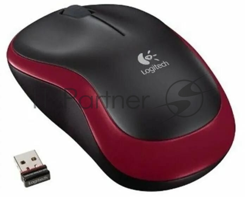 Мышь Logitech M186 черный/красный оптическая (1000dpi) беспроводная USB2.0 для ноутбука (3but)