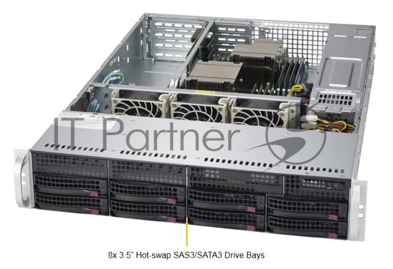 Платформа 2U 19 RM Supermicro SuperServer SYS-6028R-WTR (2xSocket2011-v3, iC612, 16xDDR4, 8xHS 3.5 SATA III, RAID, 4xPCI-E x8 + 2xPCI-E x8 LP, VGA, 2x1Гбит LAN, IPMI, USB3.0, 740Вт red.)