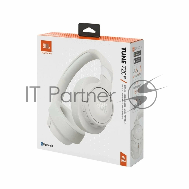 Гарнитура мониторные JBL Tune 720 BT 1.2м белый беспроводные bluetooth оголовье (JBLT720BTWHT)
