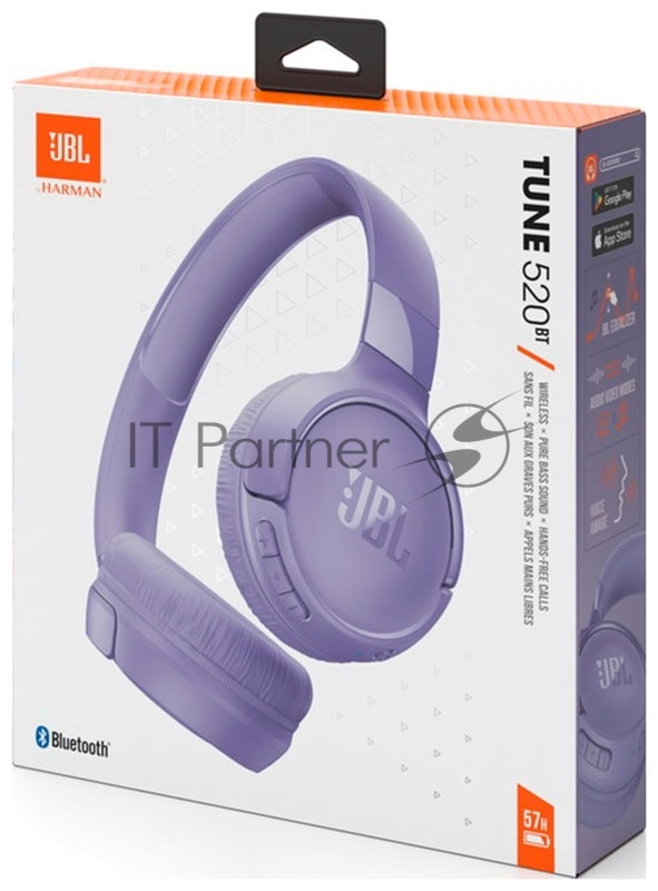 Гарнитура накладные JBL Tune 520BT фиолетовый беспроводные bluetooth оголовье (JBLT520BTPUR)