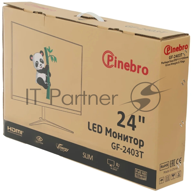 Монитор Pinebro 23.8 GF-2403T черный IPS LED 5ms 16:9 HDMI M/M матовая 250cd 178гр/178гр 1920x1080 165Hz DP FHD USB 2.45кг