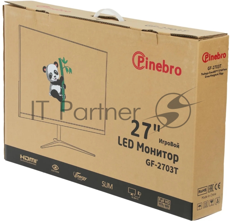 Монитор Pinebro 27 GF-2703T черный IPS LED 5ms 16:9 HDMI M/M матовая 250cd 178гр/178гр 1920x1080 165Hz DP FHD USB 4кг