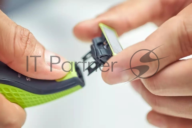 Триммер Philips QP2520/30 черный/салатовый (насадок в компл:3шт)