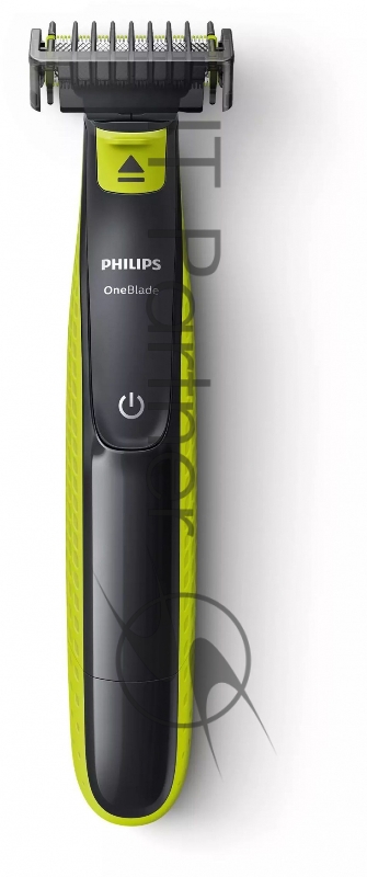 Триммер Philips QP2520/30 черный/салатовый (насадок в компл:3шт)