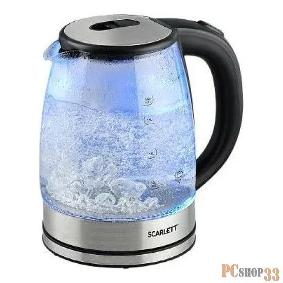 Чайник электрический Scarlett SC-EK27G70 1.8л. 1800Вт серебристый/черный (корпус: стекло)