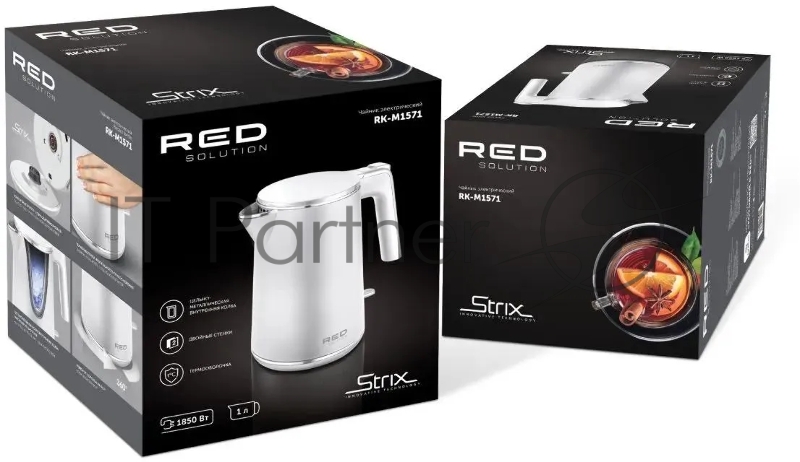Чайник электрический Red Solution RK-M1571 1л. 1000Вт белый (корпус: нержавеющая сталь/пластик)