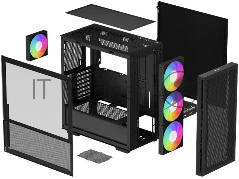 Корпус компьютерный DeepCool CH560 Black (R-CH560-BKAPE4-G-1) (ATX, без БП, 2хUSB, с окном)