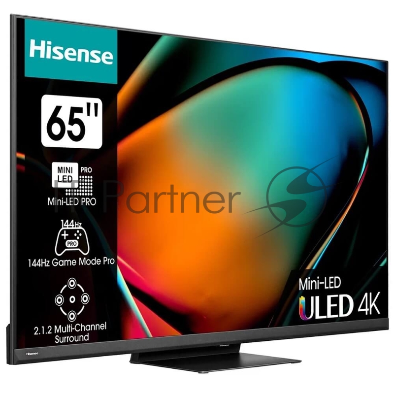 Телевизор Mini LED 65 Hisense/ 65, Ultra HD, Mini LED, 120Гц, Smart TV (ОС VIDAA U7), Wi-Fi 6E, DVB-T2/T/C/S2/S, HDR 10+, Dolby Vision, Dolby Atmos, Bluetooth, 4*10W+20W+2*5W, CI+(1.4), 4хHDMI, 2хUSB, Works with Alexa, Alexa Built-in, GA, VIDAA Voice