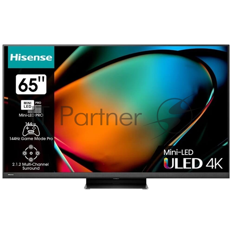 Телевизор Mini LED 65 Hisense/ 65, Ultra HD, Mini LED, 120Гц, Smart TV (ОС VIDAA U7), Wi-Fi 6E, DVB-T2/T/C/S2/S, HDR 10+, Dolby Vision, Dolby Atmos, Bluetooth, 4*10W+20W+2*5W, CI+(1.4), 4хHDMI, 2хUSB, Works with Alexa, Alexa Built-in, GA, VIDAA Voice