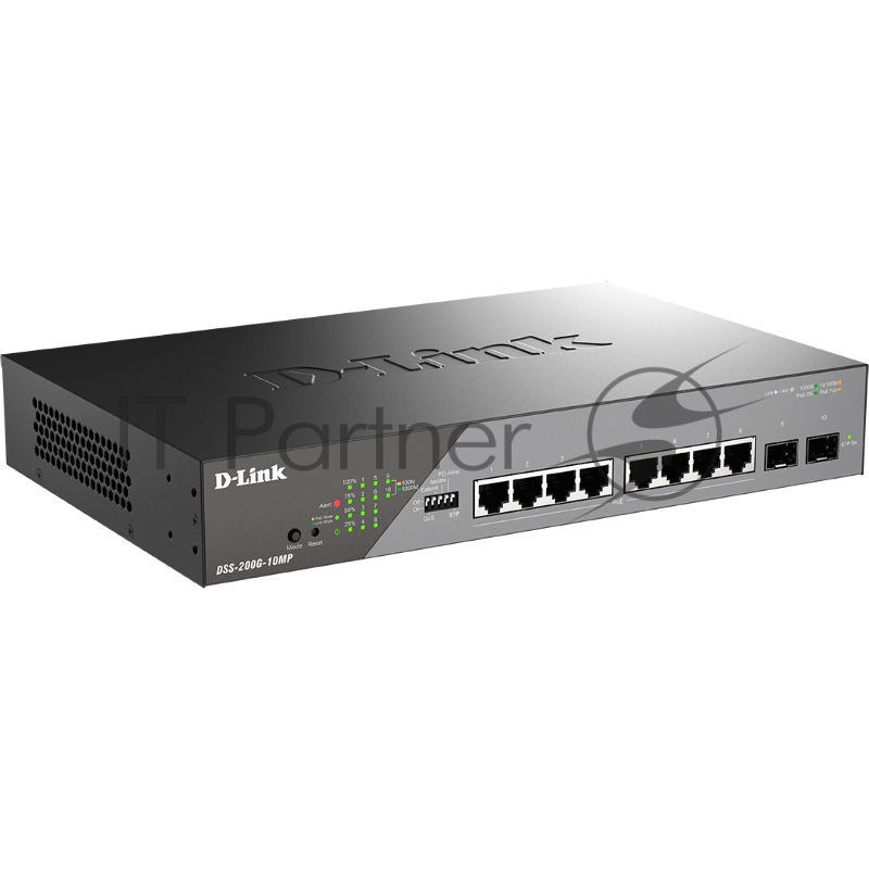 Сетевой коммутатор Smart L2 Surveillance Switch 8х1000Base-T PoE, 2x1000Base-X SFP, PoE Budget 130W, Long-range PoE up to 250m