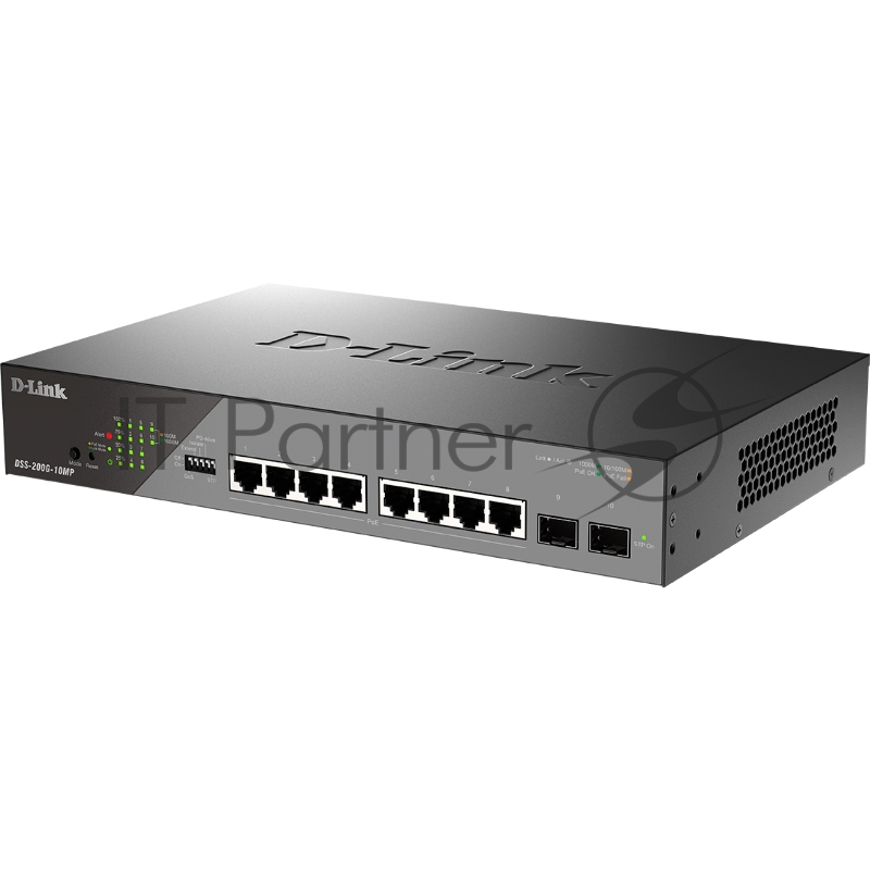Сетевой коммутатор Smart L2 Surveillance Switch 8х1000Base-T PoE, 2x1000Base-X SFP, PoE Budget 130W, Long-range PoE up to 250m