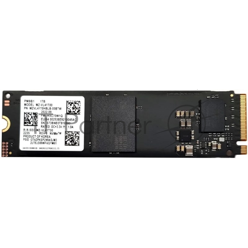 Твердотельный накопитель Samsung SSD PM9B1, 1024GB, M.2(22x80mm), NVMe, PCIe 4.0 x4, R/W 3600/3000MB/s, IOPs 500 000/420 000 (12 мес.)