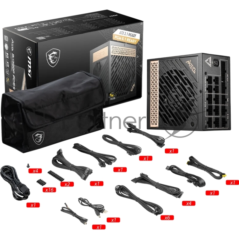 Блок питания 1300W MSI MEG Ai1300P 80+ Platinum Full modularATX 3.0 PCIE5 RTL (306-7ZP4A11-CE0)