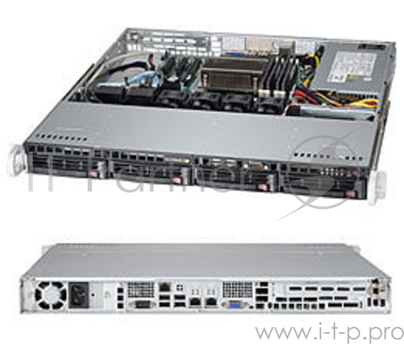 Платформа 1U 19 RM Supermicro SuperServer SYS-5018D-MTF (Socket1150, iC224, 4xDDR3, SATA III, SATA II, RAID, PCI-E 3.0, VGA, 2x1Гбит LAN, IPMI, USB3.0, USB2.0, 350Вт)