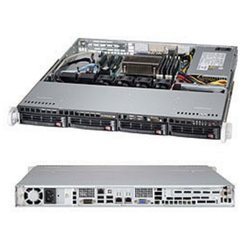 Платформа 1U 19 RM Supermicro SuperServer SYS-5018D-MTF (Socket1150, iC224, 4xDDR3, SATA III, SATA II, RAID, PCI-E 3.0, VGA, 2x1Гбит LAN, IPMI, USB3.0, USB2.0, 350Вт)