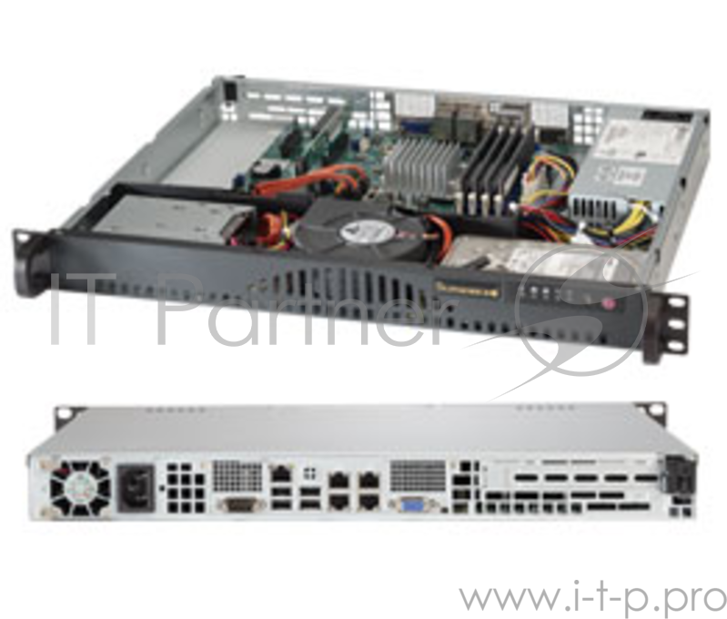 Платформа 1U 19 RM Supermicro SuperServer SYS-5018A-MLTN4 (Atom C2550-2.40ГГц, 4xDDR3, SATA III, SATA II, PCI-E 2.0, VGA, 4x1Гбит LAN, IPMI, USB2.0, 200Вт)