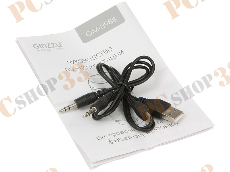 Акустическая система стерео Ginzzu GM-898B, 2x3Вт, портативная, с MP3 плеером, с FM радио, черный (Bluetooth)