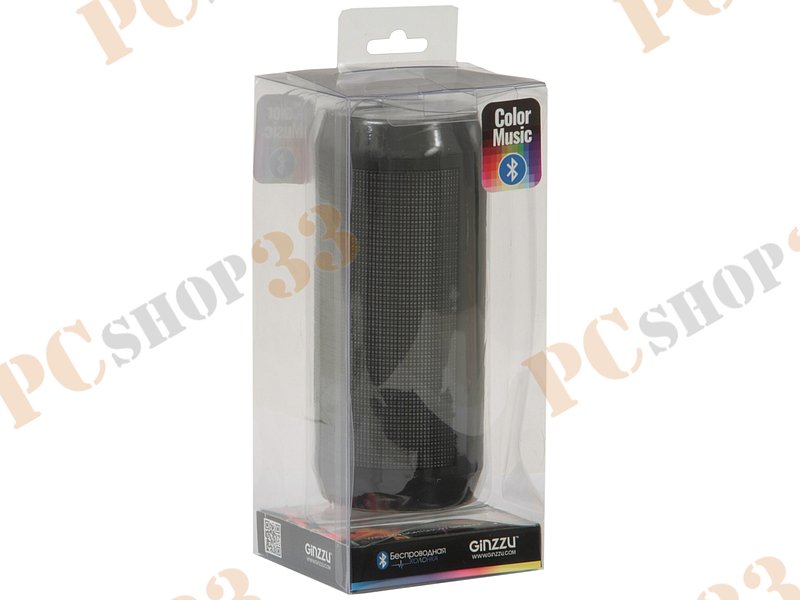 Акустическая система стерео Ginzzu GM-898B, 2x3Вт, портативная, с MP3 плеером, с FM радио, черный (Bluetooth)