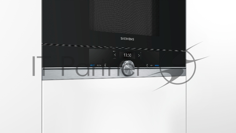 Встраиваемые микроволновые печи SIEMENS/900Вт, 5 режимов, гриль 1300Вт, 21 л, дверца влево, черный/сталь