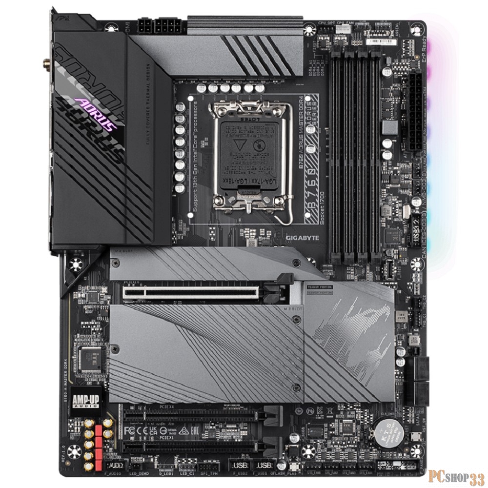 Материнская плата Gigabyte B760 AORUS MASTER DDR4, Socket 1700, 4xDDR4-3200, HDMI+DP, 3xPCI-Ex16, 4xSATA3(RAID 0/1/5/10), 3xM.2, 8Ch Audio, 2.5GbLan, WiFi, (4+4)xUSB2.0, (5+2)xUSB3.2, (1+1)xUSB3.2 Type-C™, ATX, RTL