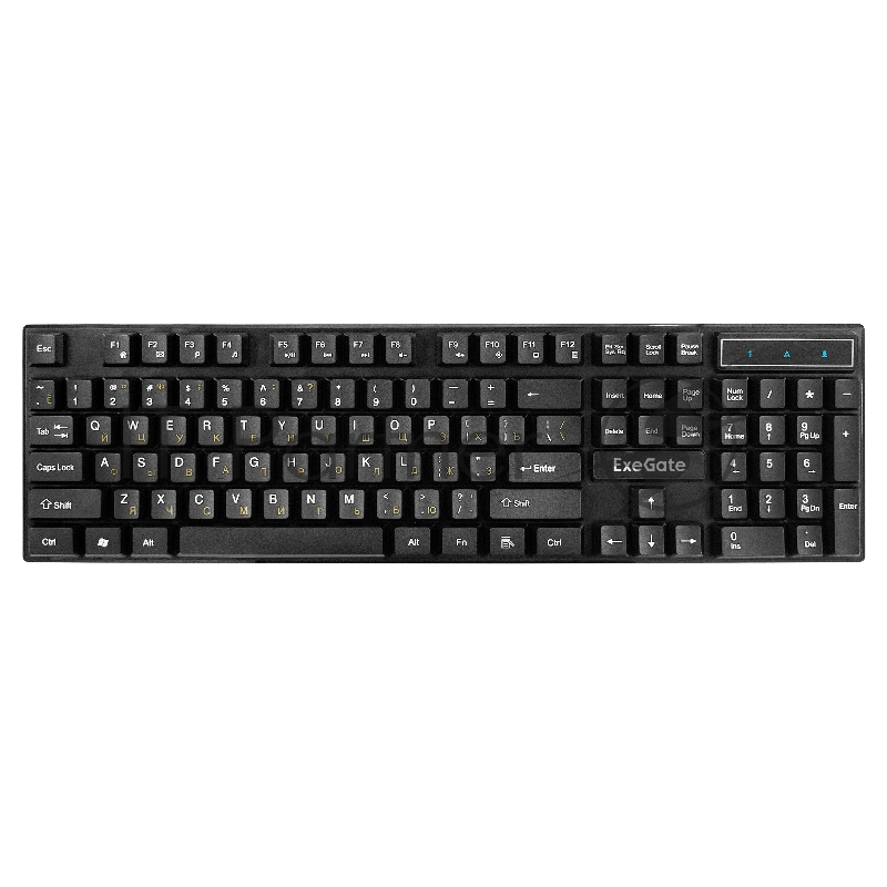 Комплект беспроводной ExeGate Professional Standard Combo MK210 (клавиатура полноразмерная влагозащищенная 104кл. + мышь оптическая 1200dpi, 3 кнопки и колесо прокрутки USB, радиоканал 2,4 ГГц, радиус действия до 10м, черный, Color Box)