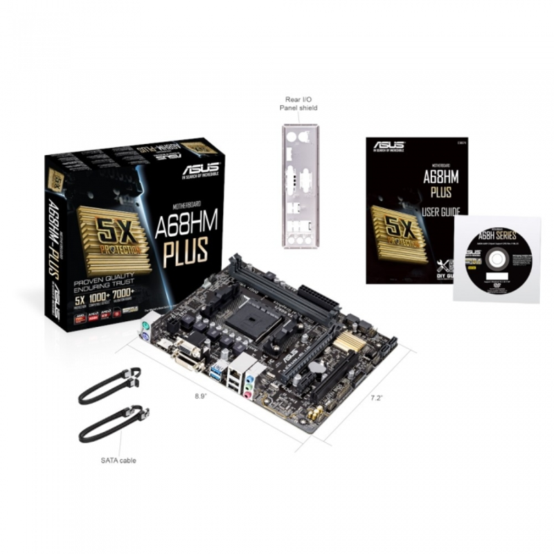 Материнская плата ASUS A68HM-PLUS RTL SFM2+, AMD A68, DDR3, PCI-E, USB 3.0, COM, D-SUB, DVI, HDMI, mATX