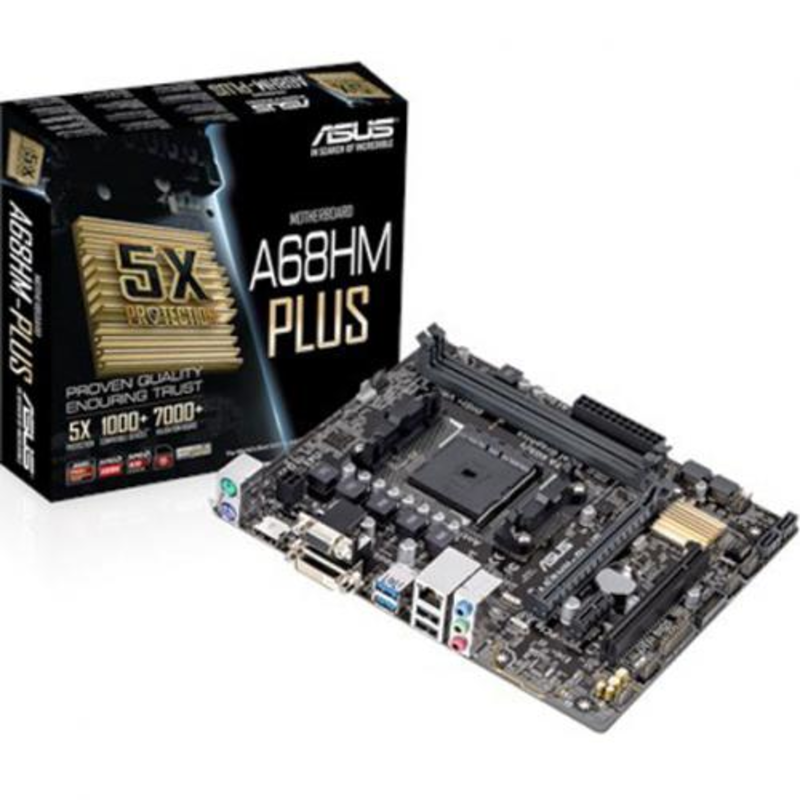 Материнская плата ASUS A68HM-PLUS RTL SFM2+, AMD A68, DDR3, PCI-E, USB 3.0, COM, D-SUB, DVI, HDMI, mATX