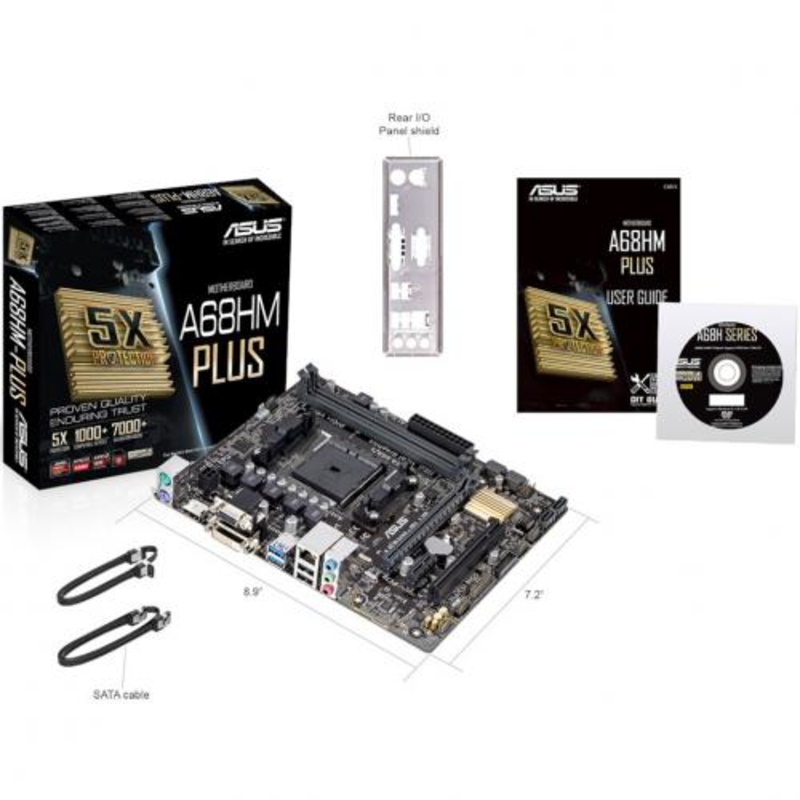 Материнская плата ASUS A68HM-PLUS RTL SFM2+, AMD A68, DDR3, PCI-E, USB 3.0, COM, D-SUB, DVI, HDMI, mATX