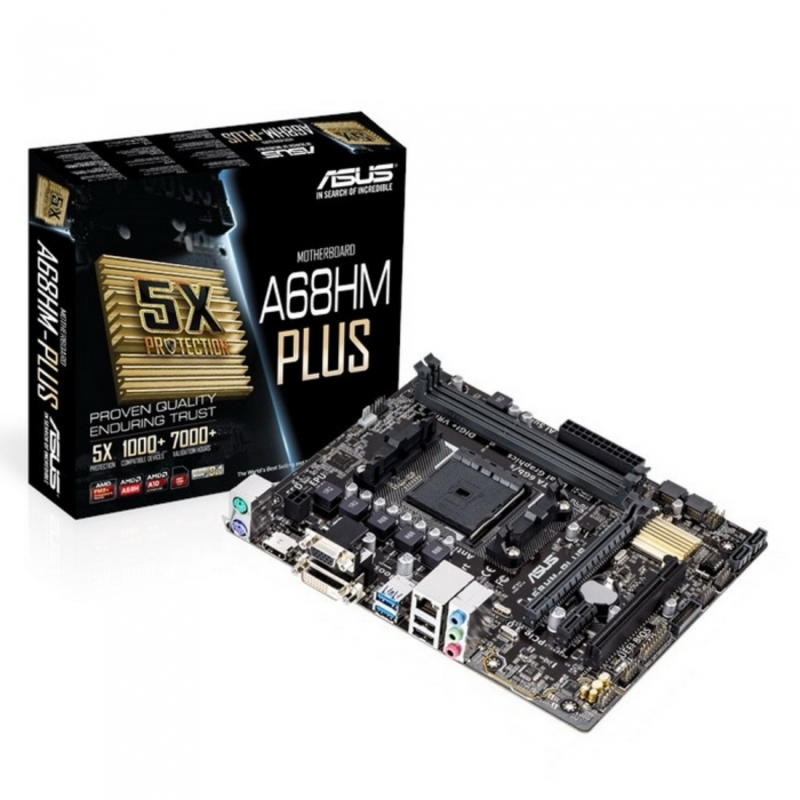 Материнская плата ASUS A68HM-PLUS RTL SFM2+, AMD A68, DDR3, PCI-E, USB 3.0, COM, D-SUB, DVI, HDMI, mATX