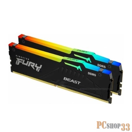 Модуль памяти 16GB Kingston DDR5 4800 DIMM FURY Beast RGB Gaming Memory KF548C38BBAK2-16 Non-ECC, CL38 , 1.1V, 1RX16 (Kit of 2), RTL (328646)