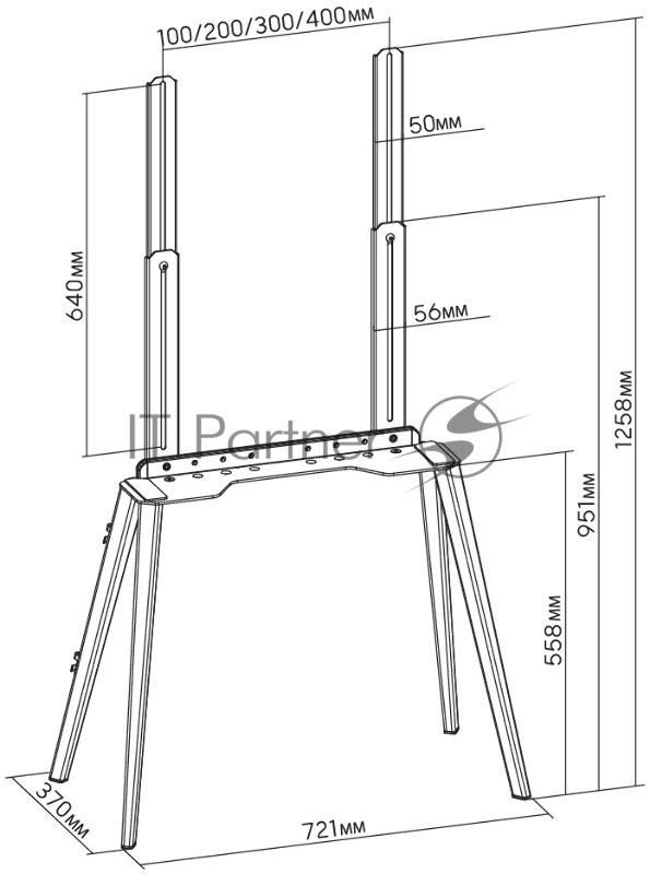 Подставка для телевизора Cactus CS-ST3644BKWN черный/орех 43-65 макс.40кг напольный