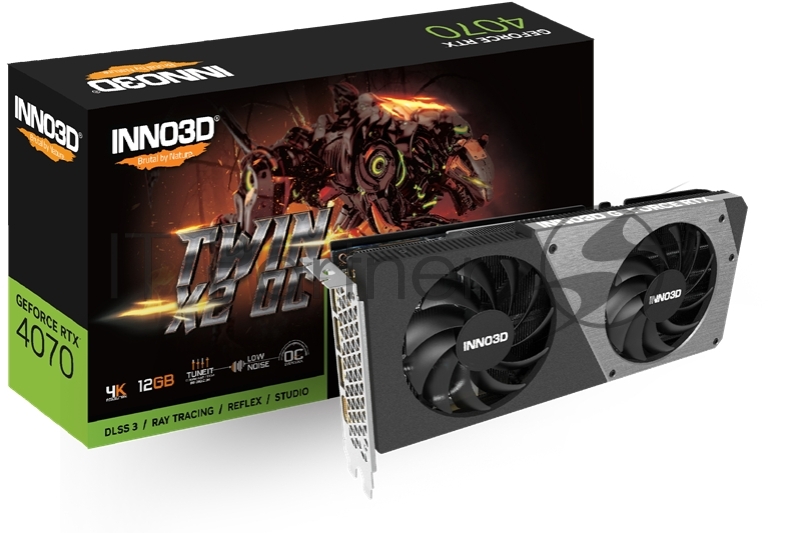 Видеокарта RTX4070 TWIN X2 OC 12GB GDDR6X 192-bit DPx3 HDMI 2FAN RTL