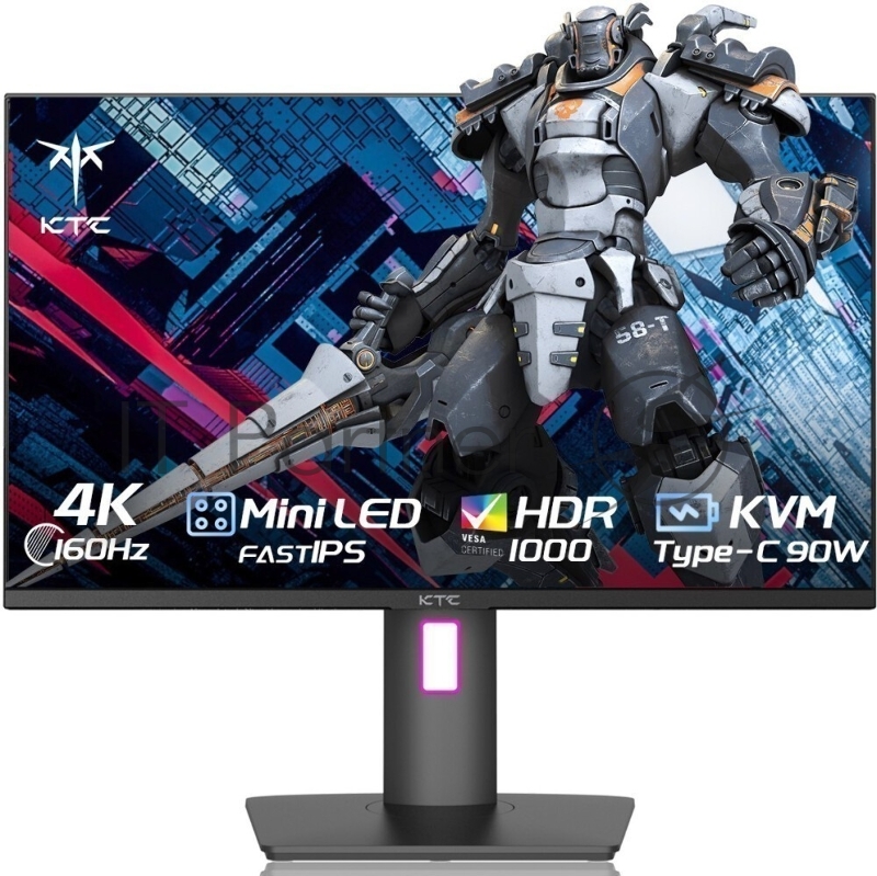 Монитор 27 KTC M27P20P Black (IPS, 3840x2160, HDMI+HDMI+DP+Type C 90W, USB 3.0 (1 in/2 out), 1 ms, 178°/178°, 400 cd/m, 1000:1, 160Hz, FreeSync/G-Sync, Pivot, HDR1000, MM)