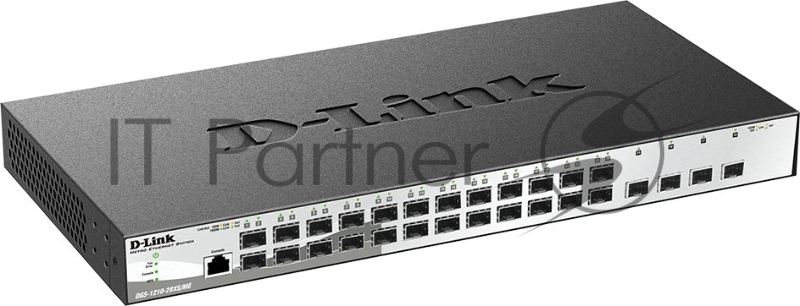Управляемый L2 коммутатор DGS-1210-28XS/ME/B2A с 24 портами 100/1000Base-X SFP и 4 портами 10GBase-X SFP+