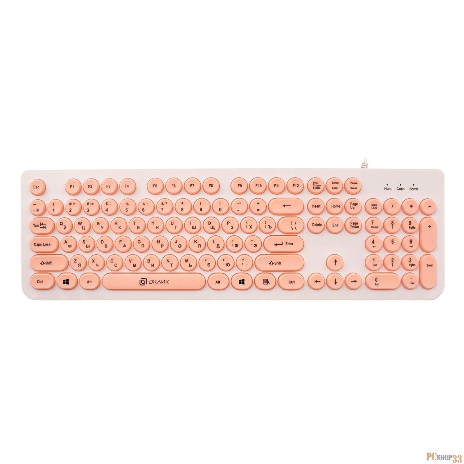 Клавиатура Oklick 400MR белый/розовый USB slim Multimedia 1070516
