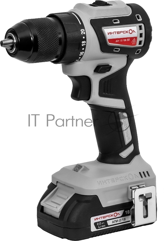 Бесщеточная аккумуляторная дрель-шуруповерт ИНТЕРСКОЛ КОМБИ ДА-13/18В 50 ( 2 АКБ 2 Ач и ЗУ, кейс )