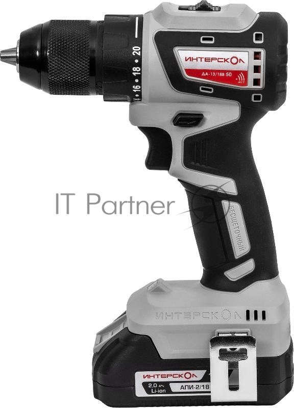 Бесщеточная аккумуляторная дрель-шуруповерт ИНТЕРСКОЛ КОМБИ ДА-13/18В 50 ( 2 АКБ 2 Ач и ЗУ, кейс )