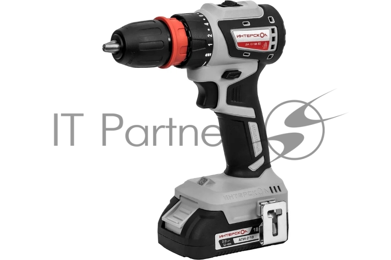 Бесщеточная аккумуляторная дрель-шуруповерт ИНТЕРСКОЛ КОМБИ ДА-13/18В 50 ( 2 АКБ 2 Ач и ЗУ, кейс )