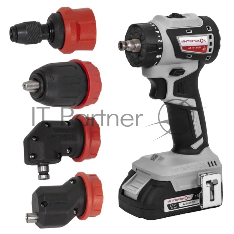 Бесщеточная аккумуляторная дрель-шуруповерт ИНТЕРСКОЛ КОМБИ ДА-13/18В 50 ( 2 АКБ 2 Ач и ЗУ, кейс )