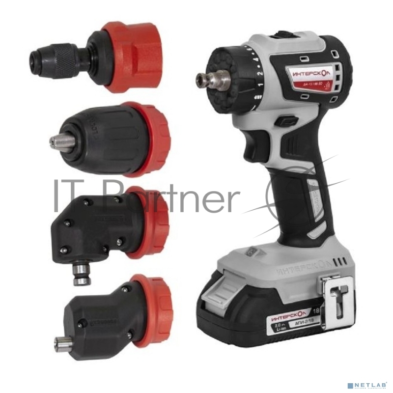 Бесщеточная аккумуляторная дрель-шуруповерт ИНТЕРСКОЛ КОМБИ ДА-13/18В 50 ( 2 АКБ 2 Ач и ЗУ, кейс )