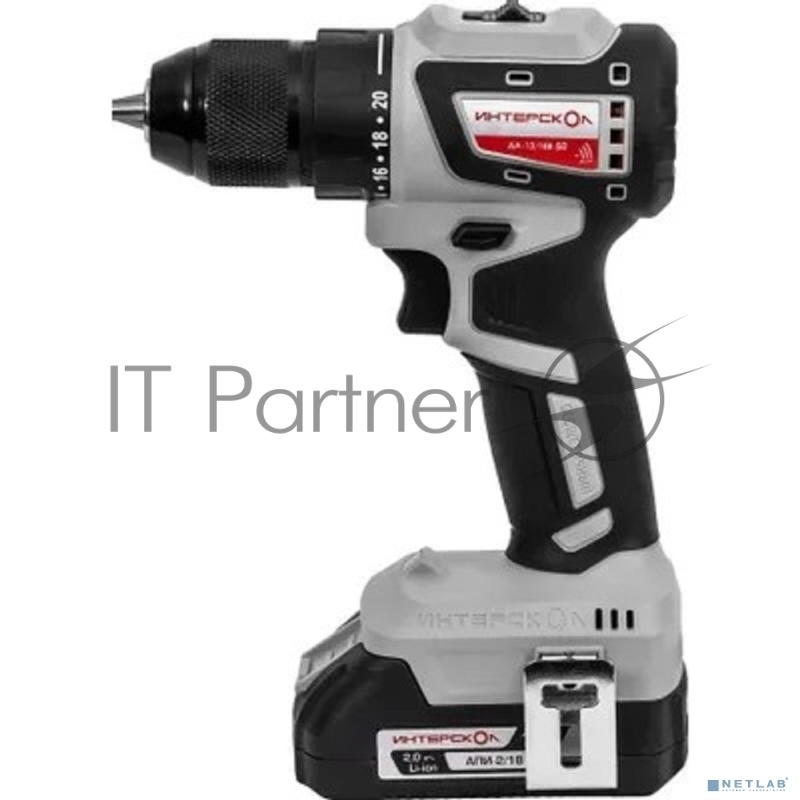 Бесщеточная аккумуляторная дрель-шуруповерт ИНТЕРСКОЛ КОМБИ ДА-13/18В 50 ( 2 АКБ 2 Ач и ЗУ, кейс )