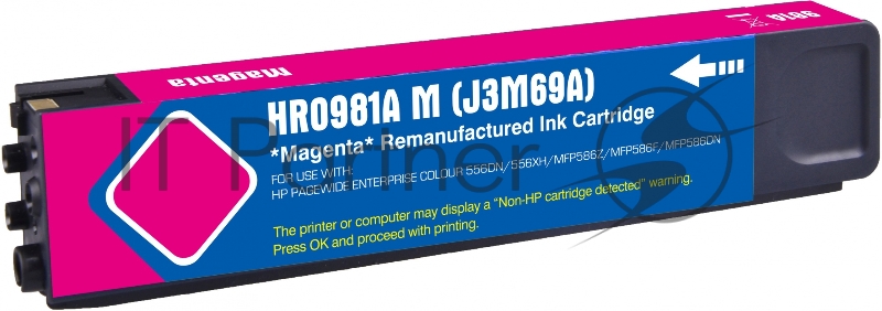 Картридж струйный Cactus CS-J3M69A 981A пурпурный (120мл) для HP PageWide 556dn Enterprise/586dn