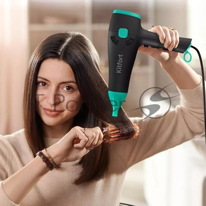 Фен Kitfort КТ-3222 2000Вт черный/бирюзовый