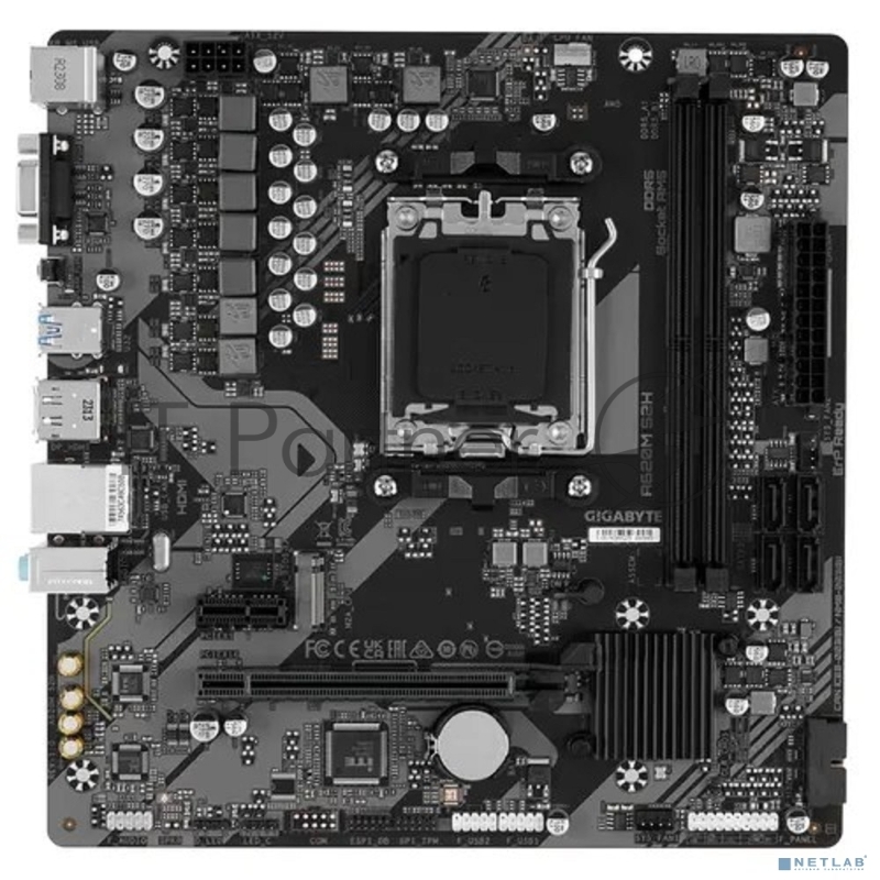 Материнская плата Gigabyte A620M S2H, Socket AM5, AMD A620, 2xDDR5-5200, D-SUB+HDMI+DP, 1xPCI-Ex16, 1xPCI-Ex1, 4xSATA3(RAID 0/1/10), 1xM.2, 8 Ch Audio, GLan, (4+4)xUSB2.0, (2+2)xUSB3.2, 1xPS/2, mATX, RTL