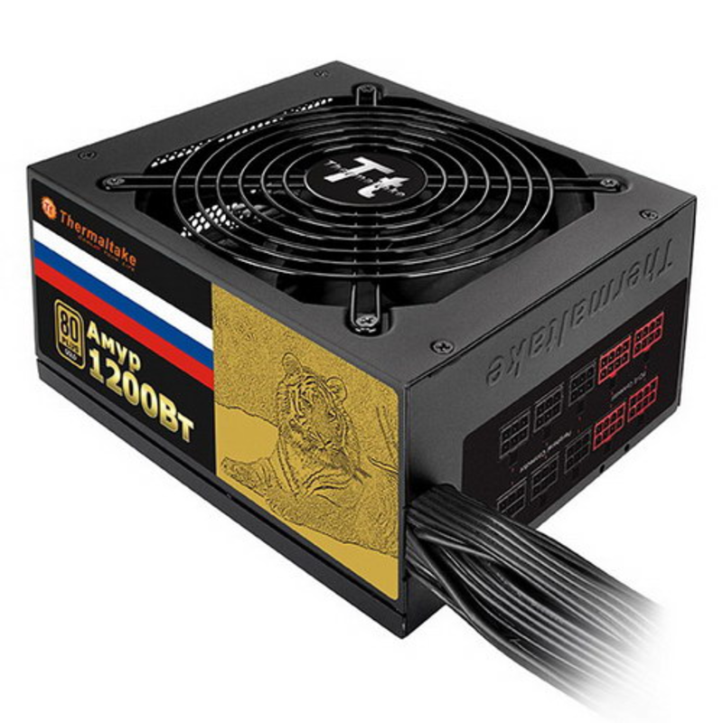 Блок питания 1200Вт Thermaltake Амур 1200Вт W0430RE ATX12V V2.3 (24+4/8+6/8+8pin, вентилятор d135мм) + кабель питания EURO (1.8м)