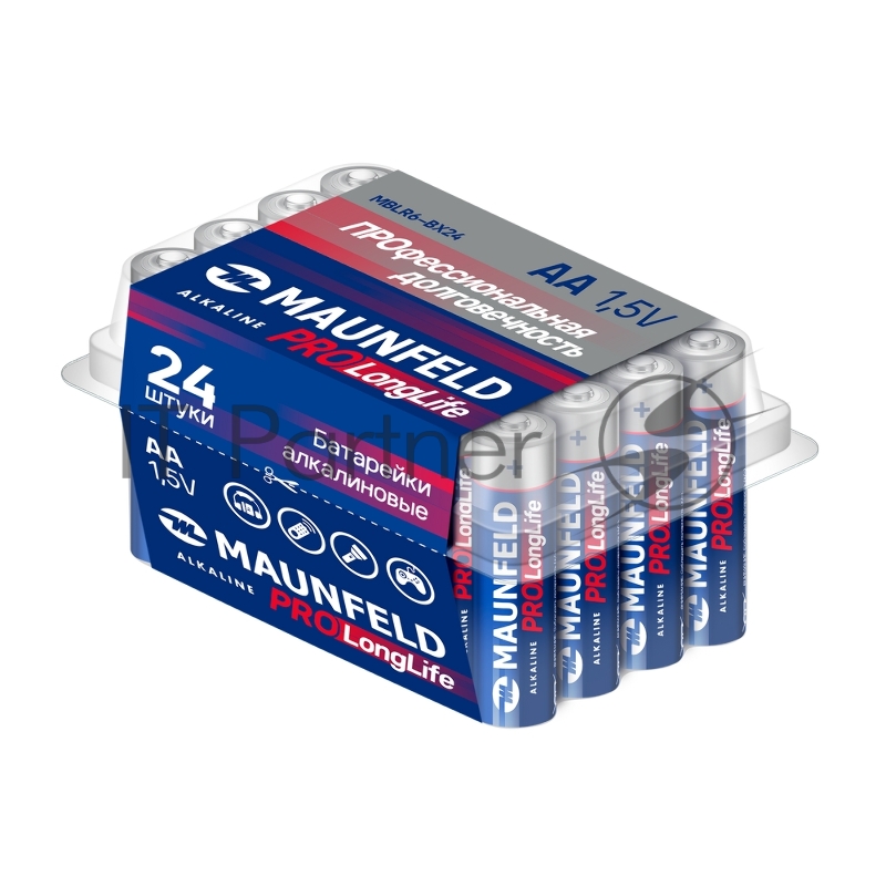 Батарейки MAUNFELD PRO Long Life Alkaline AA (LR6) MBLR6-BX24, бокс 24 шт.