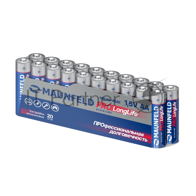 Батарейки MAUNFELD PRO Long Life Alkaline AA (LR6) MBLR6-PB20, спайка 20 шт.
