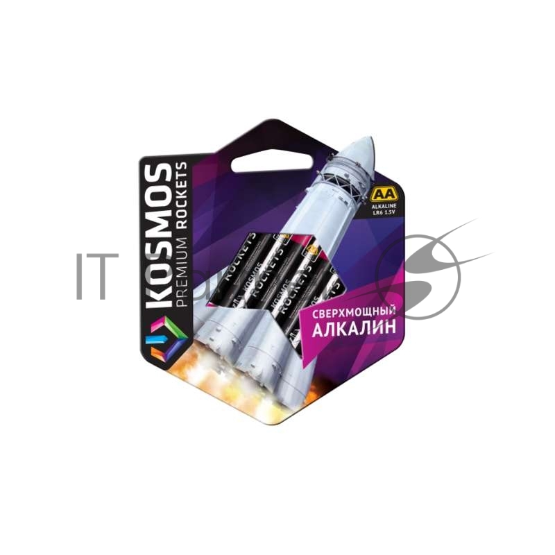 Элемент питания алкалиновый AA/LR6 Kosmos premium ROCKETS (блист.4шт) КОСМОС KOSLR6ROCKETS4BL