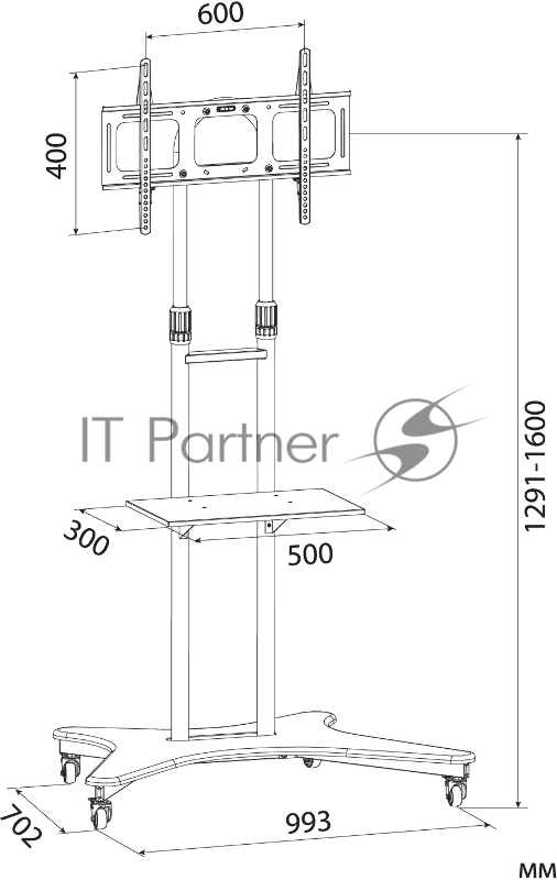 Стойка для телевизора Cactus CS-ST31 черный 37-75 макс.81.6кг напольный мобильный